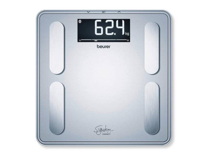 Beurer Körperanalysewaage, Hellgrau, 4.3x35.4x36.2 cm, Europäischer Sicherheitsstandard, 4 Sensoren, LCD-Display, automatische Benutzererkennung, hohe Tragkraft, Bluetooth-Funktion, Daten mit Gesundheits-App synchronisierbar, Freizeit & Co, Wellness & Gesundheit, Gesundheit