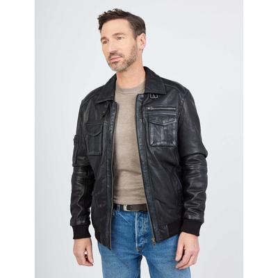 Blouson JCC "Karlstad", Herren, Gr. 4XL, schwarz, Obermaterial: 100% Leder Schaf. Lining: 100% Polyester, Jacken Blouson