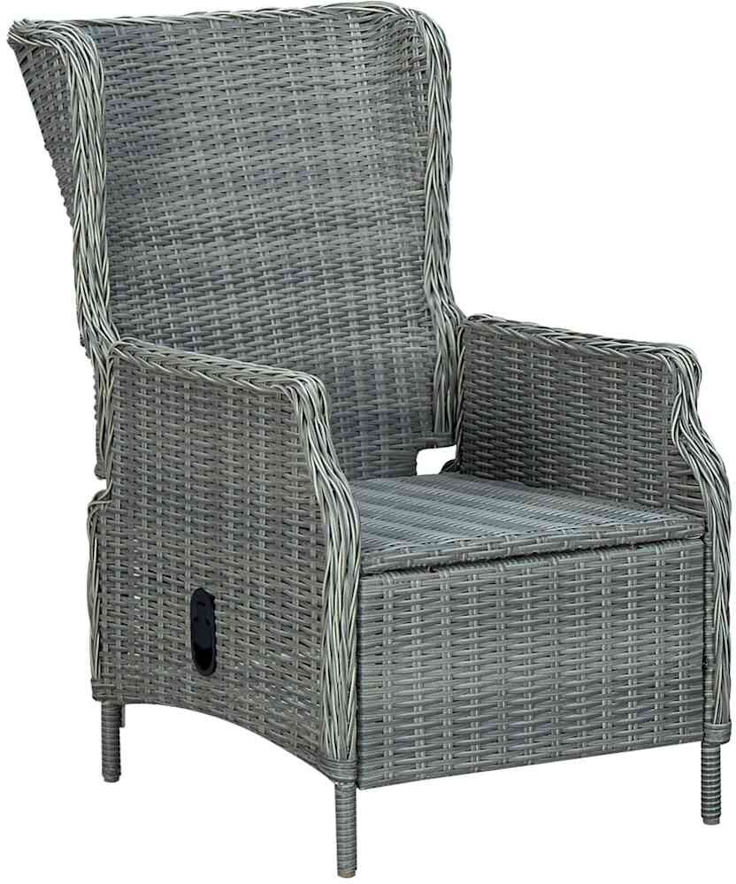 vidaXL Sillón reclinable de jardín cojines ratán sintético gris claro Gris
