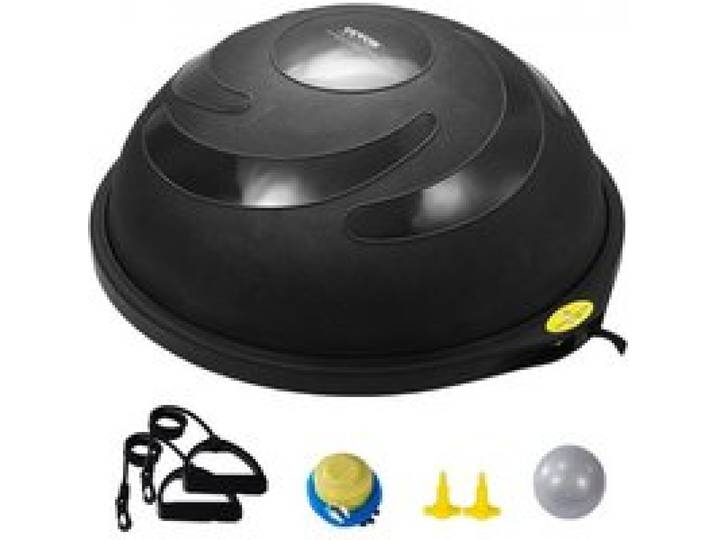 VEVOR Halb-Gymnastikball-Trainer, 66 cm Balance-Ball-Trainer, 680 kg Tragkraft Stabilitätsball, Yoga-Ball mit Widerstandsbändern und Fußpumpe, Kraft-Fitnessball im Heim-Fitnessstudio, Schwarz