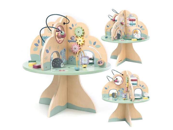 Mamabrum Table d'apprentissage en bois, cube d'arbre, jouet sensoriel Montessori pour enfants 12 mois+, développement moteur