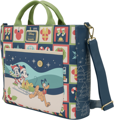 Disney Mickey ; Friends Holiday Convertible Tote Bag — Loungefly, Faux Leather, Official Disney Licensed, Convertible Straps