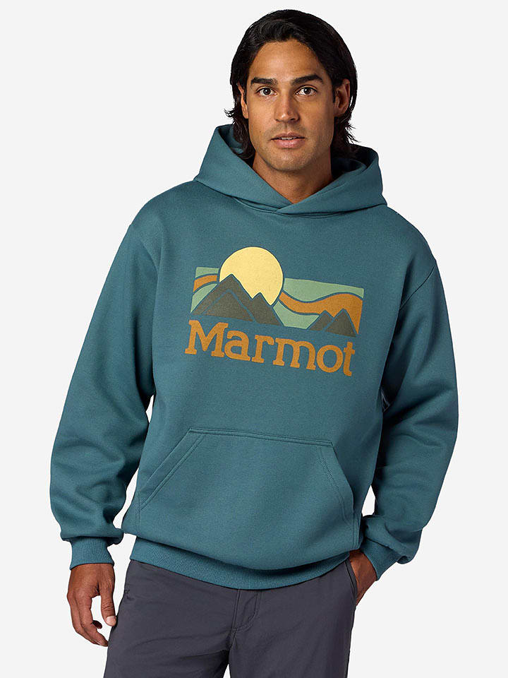 Marmot Hoodie "Coastal" in Blau/ Grün - S