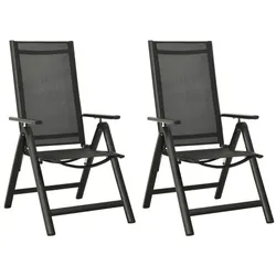 vidaXL Klappbare Gartenstühle 2 Stk. Textilene und Aluminium Schwarz