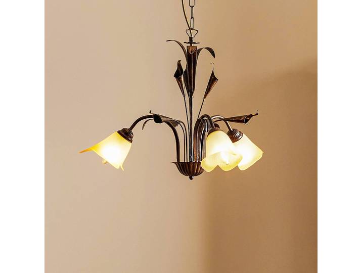 Hängeleuchte Lucrezia dreiflammig, bronze ONLI, dimmbar, bronze / altmessing, für Wohn- / Esszimmer, Metall, Landhaus / Rustikal