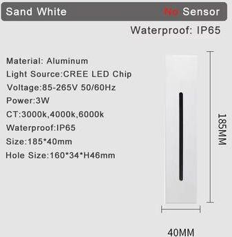 Inspired Finds Smart Motion Sensor LED Stair Wall Light Recessed Step Lamp 3W sand White 6000k Cold Light