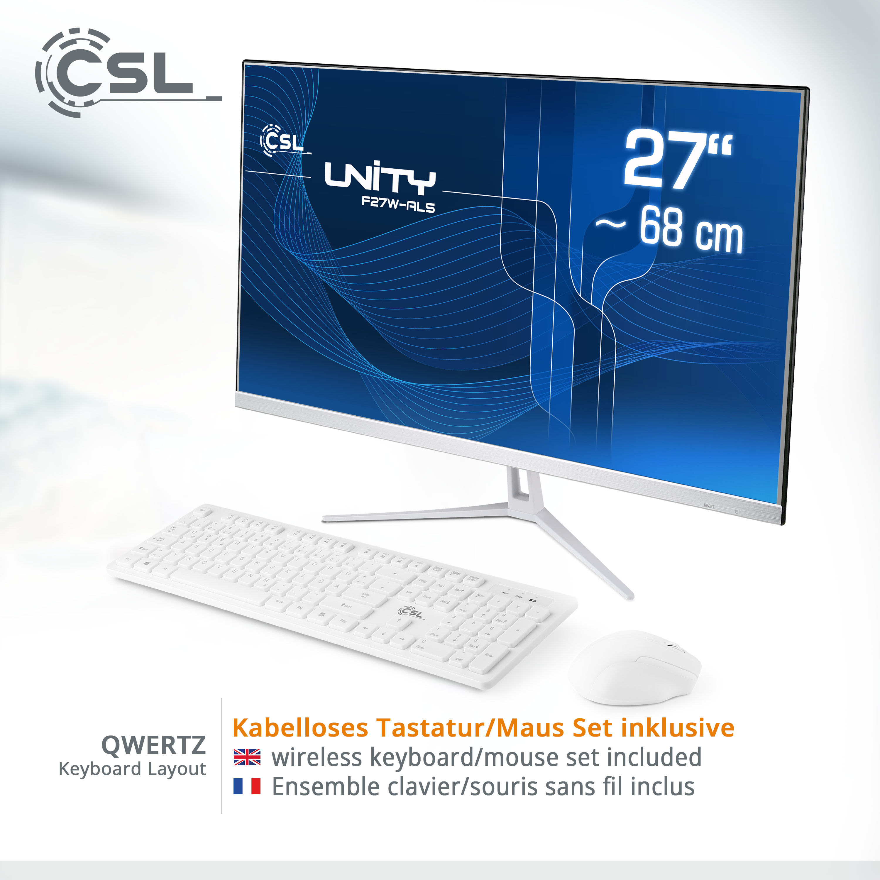 CSL All-in-One PC "Unity F27-ALS N200 Windows 11", weiß, Windows 11 Home,64bit, 27 ″, 32 GB RAM 2.000 GB SSD, Desktop-PCs, All-in-One PC