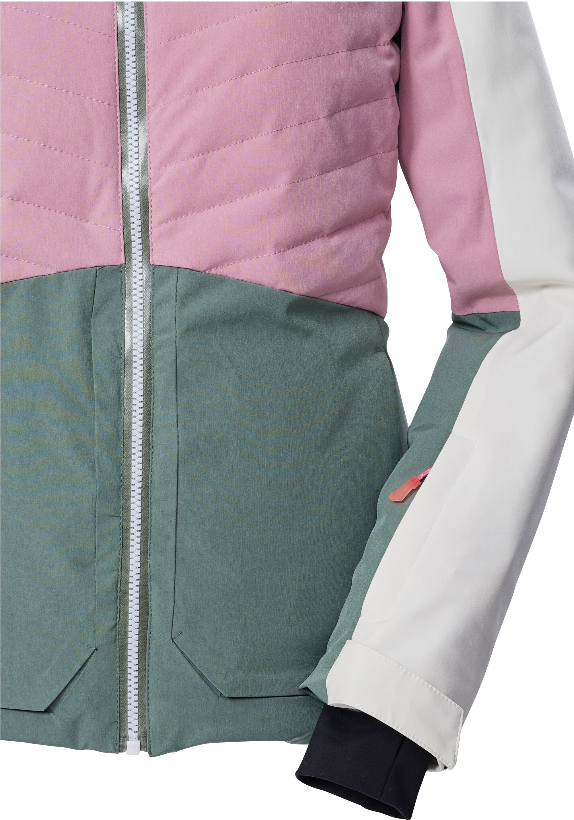 Skijacke KILLTEC "KSW 30 WMN SKI JCKT", Damen, Gr. 40, rosa (altrosa), Obermaterial: 100% Polyester.Futter: 100% Polyester.Füllung: 100% Polyester, Jacken Skijacke, Damen Skijacke: wasserdicht, atmungsaktiv, Colourblock-Design altrosa 40