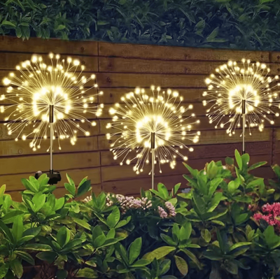 Inspire Curations LED Solar Firework Garden Light Outdoor Starburst Landscape Stake warm 60led