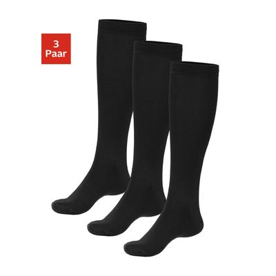 Kniestrümpfe BENCH. "Herren Wollkniestrümpfe, uni, weicher Abschluss", Herren, Gr. 39-42, schwarz (3x schwarz), Elasthan, Polyamid, Wolle, unifarben, elastisch, Socken Kniestrümpfe, Herrenkniestrümpfe mit wärmender Wolle