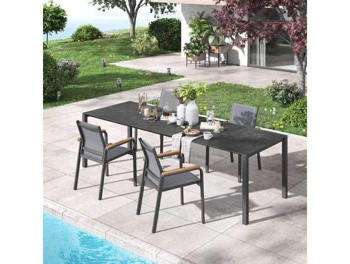 OUTLIV. Florenz Gartenmöbel-Set M (4 Plätze) Tisch 160/217/267x91cm