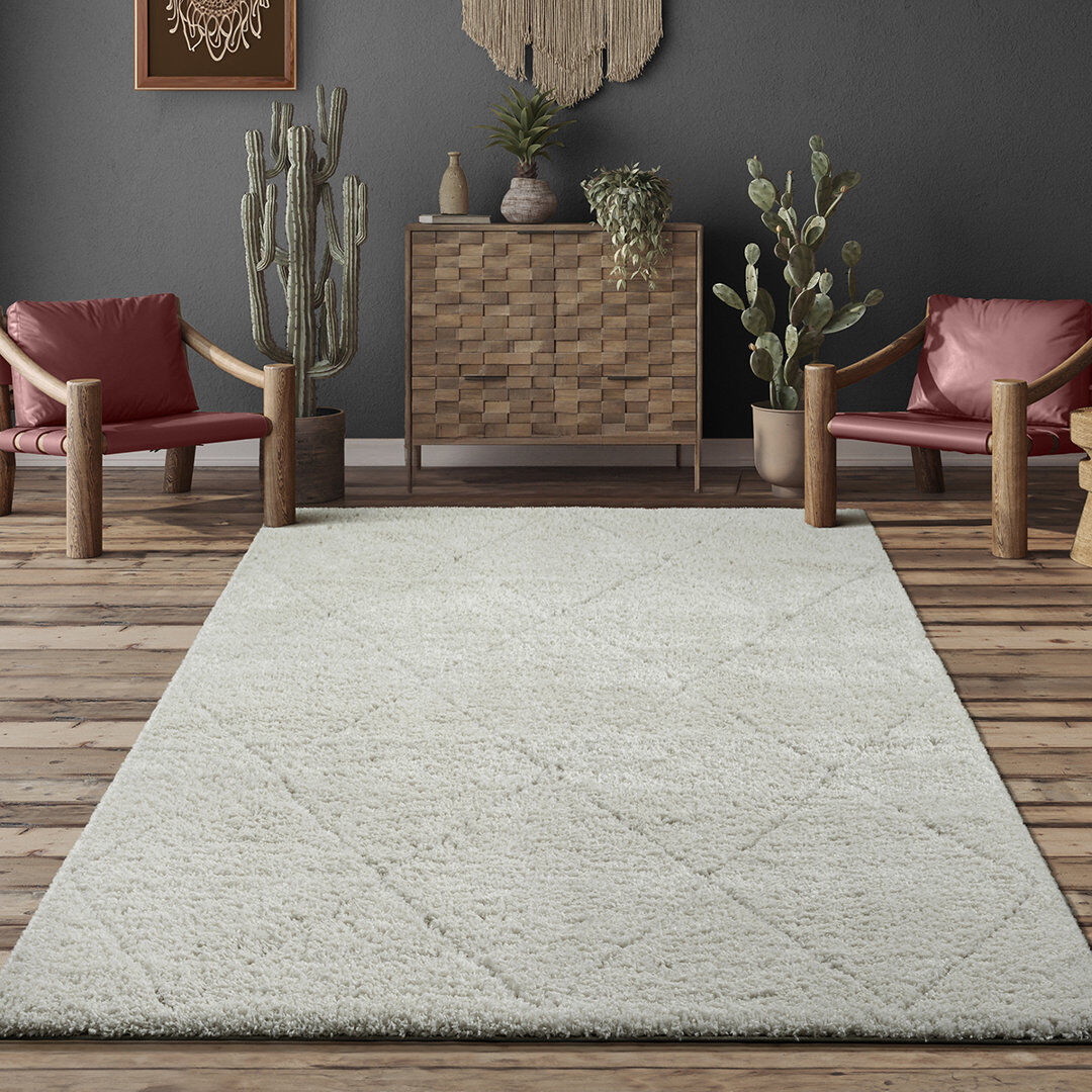 17 Stories Taneesha Rectangle Geometric Area Rug Cream Rectangle 160 x 230 cm
