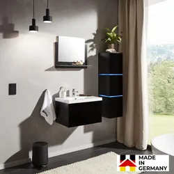 HOME DELUXE Badmöbel Komplettset WANGEROOGE L - Schwarz Made in Germany