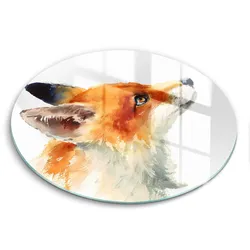 GLASPLATTE Ø 40 cm Gemalter Fuchs