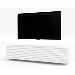 LOWBOARD ZIVOLLI 160 Weiß, Weiße Lamellen 160/34/40 cm – TV-Hängeschrank mit Lamellenfront