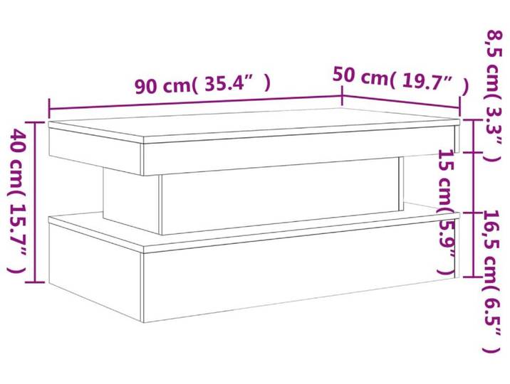 vidaXL Table basse avec lampes LED blanc 90x50x40 cm