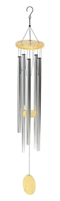 Autronic Tuindecoratie Windgong met Metalen Buizen en Houten Accessoires - Zilver
