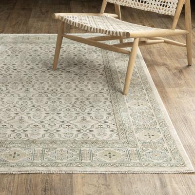 Style Haven Whittier Vintage Floral Trellis Blue/ Green Fringed Dense Pile Rug