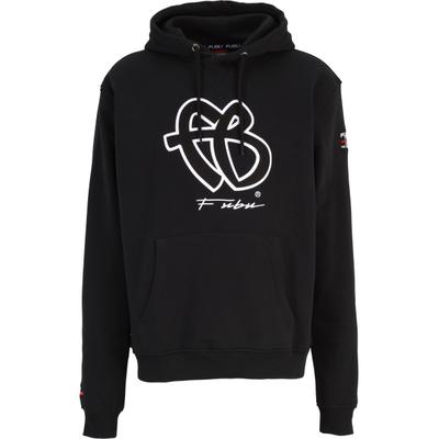Kapuzensweatshirt FUBU "Fubu FBMQ12110BLK Fubu Classic Hooded Sweatshirt", Herren, Gr. XS, schwarz (schwarz, weiß), 80% Baumwolle, 20% Polyester, bedruckt, Rundhals, Sweatshirts