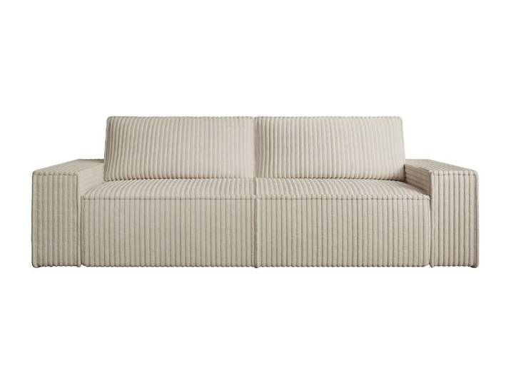 Canapé fixe velours 3 places beige
