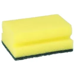 Papstar 6 Topfreiniger, Schwamm eckig 4,1 cm x 9,5 cm x 6,8 cm gelb/grün mit Griffrille, kratzend