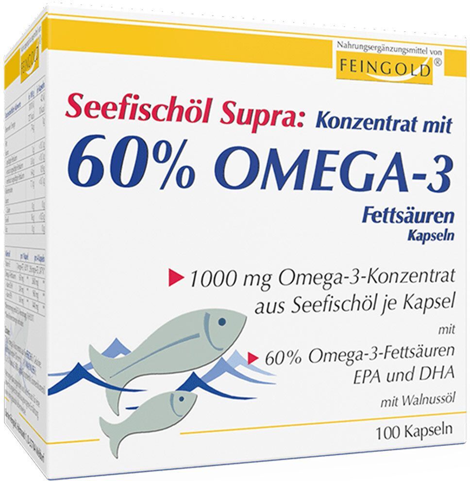 FEINGOLD Seefischöl Supra m.60% Omega-3-Fetts.Weichkaps. 100 St Kapseln