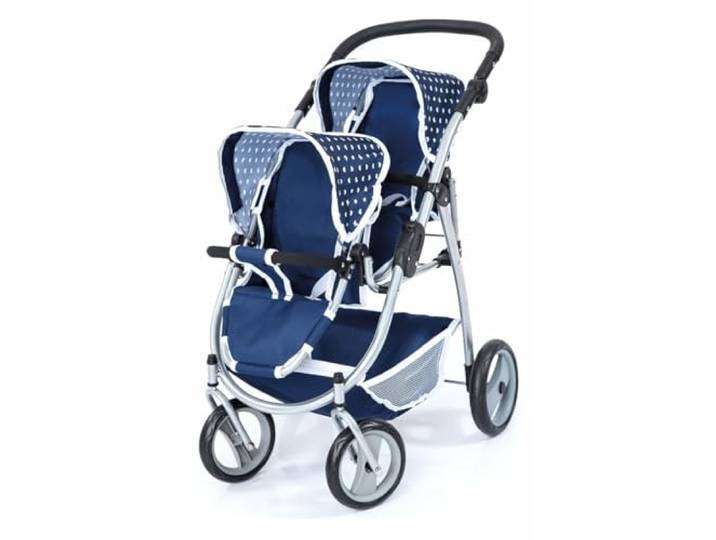 Bayer Design 26551AA, Zwillingspuppenwagen für Puppen, modern, höhenverstellbarer Griff, zusammenklappbar