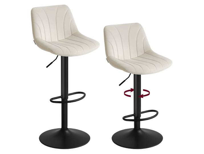 Tabourets de bar réglables tabourets avec dossier lot de 2 blanc