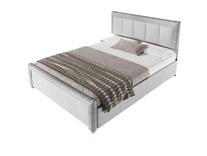 Modfu Polsterbett aus französischem Samt 140x200 cm Grau mit 2 Schubladen, 140x200 cm, Schlafzimmer, Betten, Polsterbetten