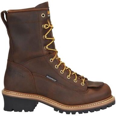 "Carolina Spruce 8"" Lace-to-Toe Logger Steel Toe - Mens 8.5 Brown Boot E2"