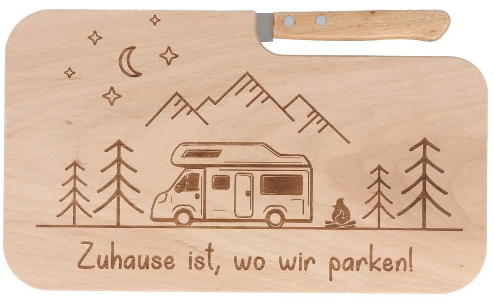 Solidchoice Houten broodplank met gravure Thuis is waar we parkeren