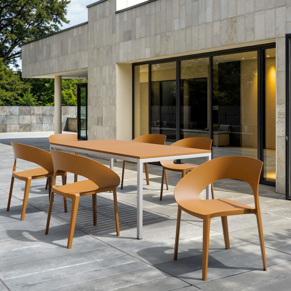 Mobili Rebecca Lot 2 chaise d extérieur moderne en polypropylène orange 82,5x54x60 Orange 54x82x60cm