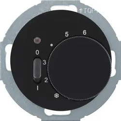 Hager WLN5030BG Temperaturregler mit Öffner, Wippschalter und LED R.classic schwarz, glänzend