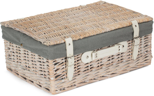 Bay Isle Home Wicker Hamper Basket with Lining White/Grey Lining 19cm H x 46cm W x 30cm D