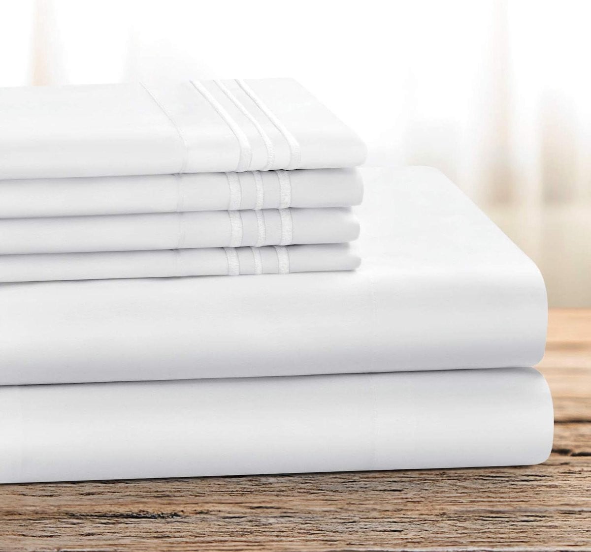 6-delige wit kingsize beddengoed set van zachte microvezel