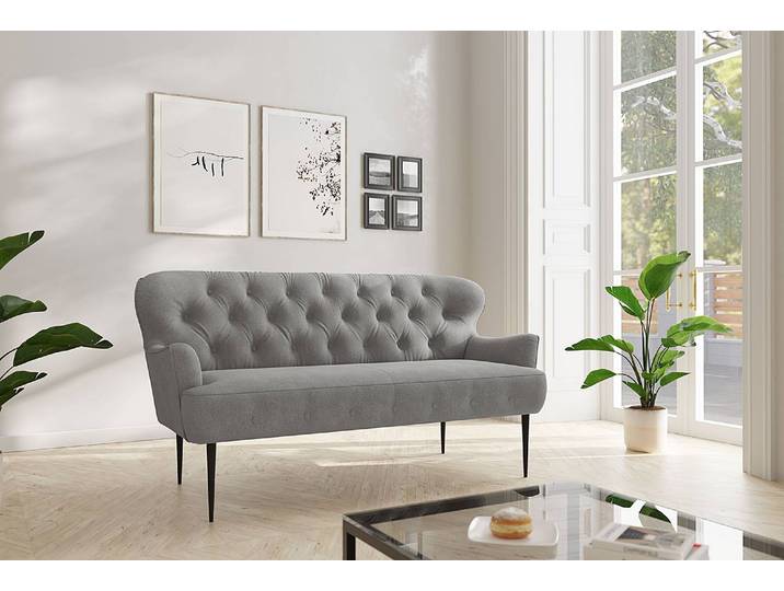 3-Sitzer Sofa Lodging Grau Flachgewebe Euron 193 x 97 x 87cm Landhaus