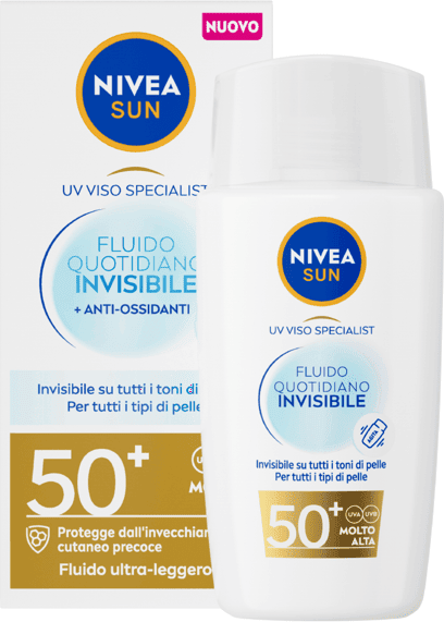 Nivea Sun Fluido Quotidiano Invisibile SPF 50+ 40 ml Crema Solare Viso SPF 50+ Invisibile e Leggera