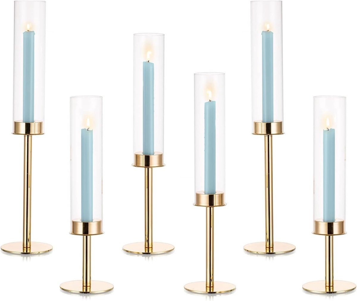 Gouden Kaarsenhouder Set van 6 - Elegante Kandelaars voor Bruiloften en Feestdagen