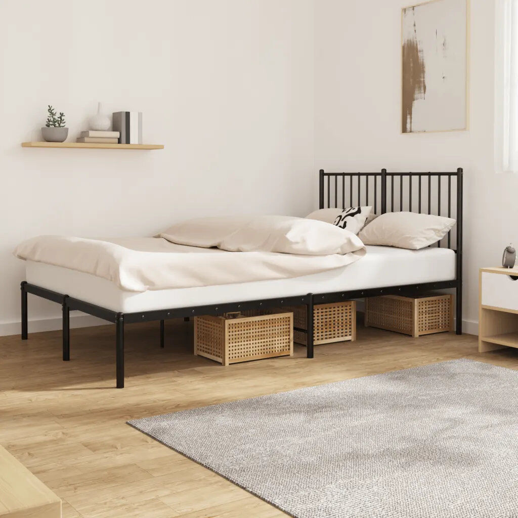 17 Stories Lidwina Bed Frame Black 120 x 190 cm