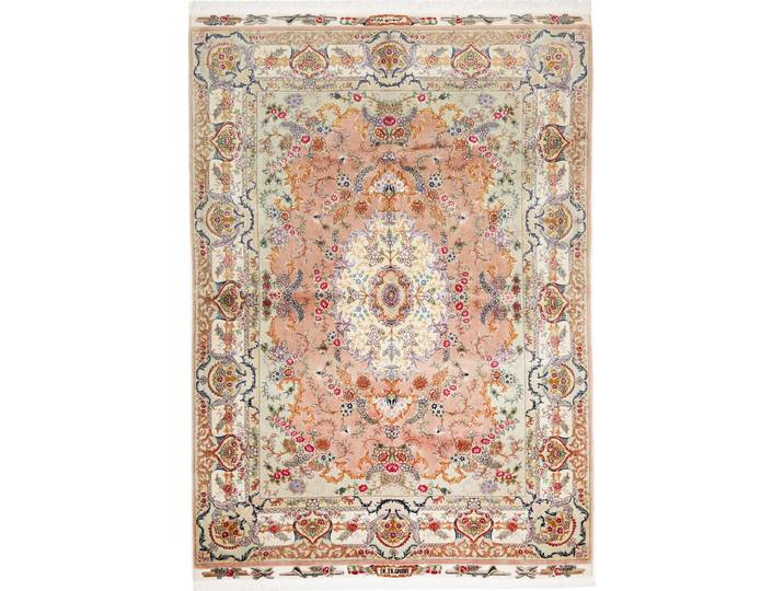Täbriz 70Raj Seidenkette Teppich 151x209 Handgeknüpft Orientteppich Perserteppich Wolle mit Seide