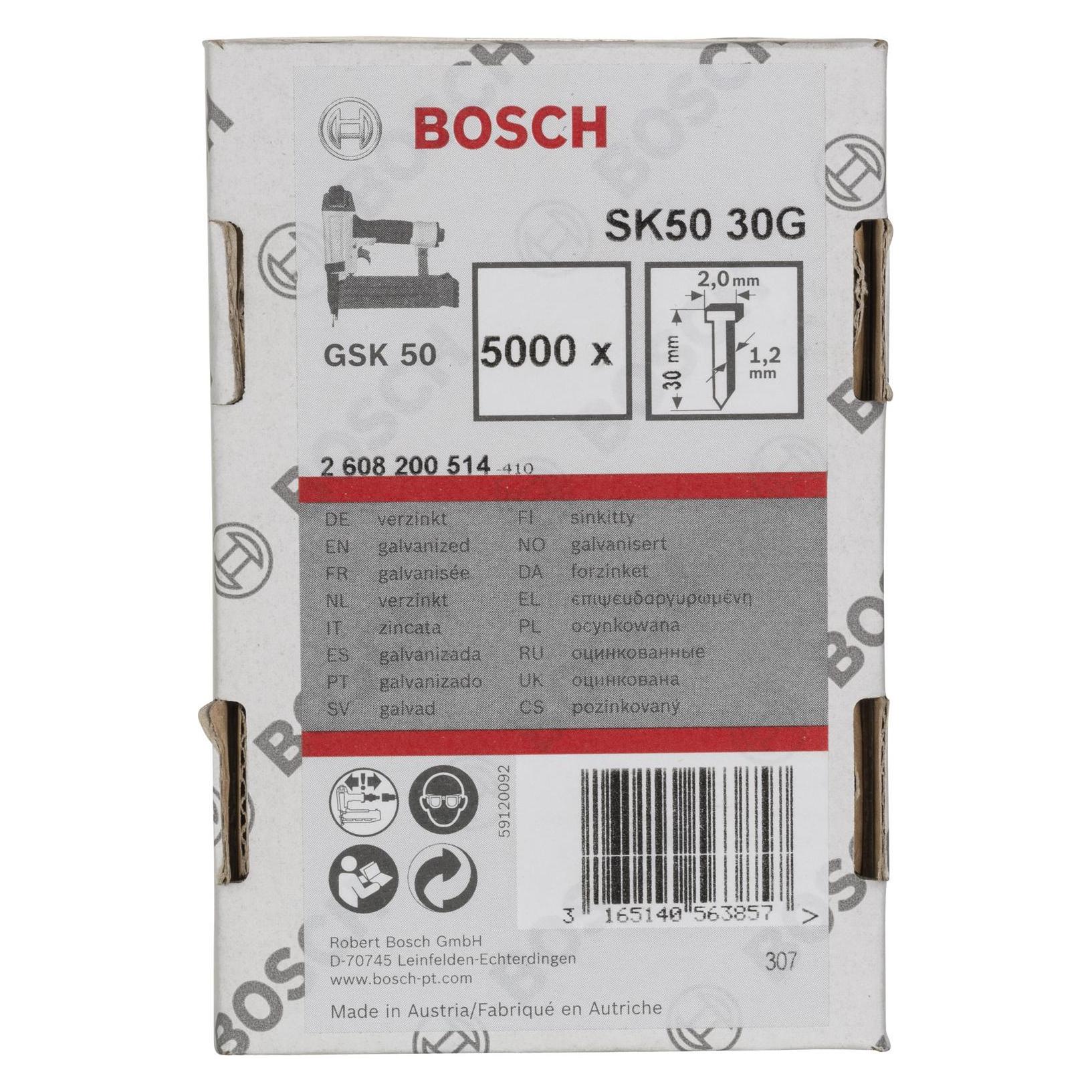 Bosch Professional Zubehör Senkkopf-Stift SK50 30G, 1,2 mm, 30 mm, verzinkt (2608200514)