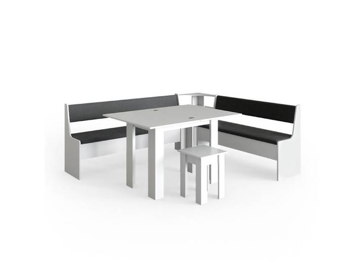 Groupe de banquettes d'angle Roman 210x180cm avec table Blanc Vicco 34314