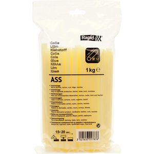 Rapid Heißklebesticks Textil ASS, gelb, Ø 12mm, Länge 190mm, 50 Sticks