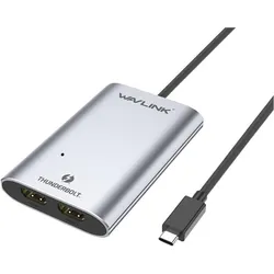 Wavlink WS-UTA02H Thunderbolt / HDMI Adapter (1x Thunderbolt - 2x HDMI) Space Grau eindrähtig 50cm, Video Adapter, Grau