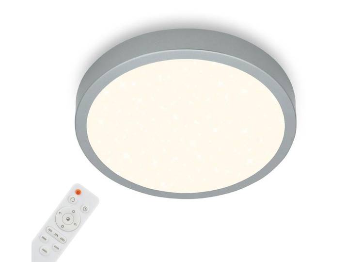 Briloner Leuchten?Deckenlampe Sternenhimmel, Deckenleuchte Dimmbar, Farbtemperatur einstellbar, Aufbaulampe, Fernbedienung, Silberfarbig, Ø380x50 mm