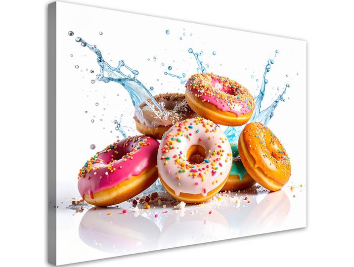 Feeby Leinwandbild Donuts Krapfen Kekse 120x80cm, Mehrfarbig, Essen/Getränk, Rechteckig, 120x80 cm, Bilder & Rahmen, Bilder, Leinwandbilder