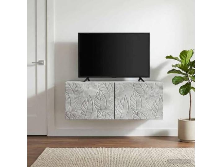 Wandmontierter TV-Schrank 78,5 x 41 x 30 cm Betongrau Holzwerkstoff Wandmontage spart Platz, 90°-Scharniere, Holzwerkstoff, Betongrau, vielseitiger Stauraum, pflegeleichte Oberfläche