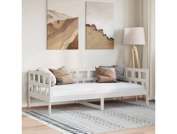 RJPLMFV Tagesbett aus massivem Kiefernholz, Weiß, 80 x 200 cm Multifunktionales Schlafsofa, Lattenrost inklusive, nur Rahmen, ohne Matratze