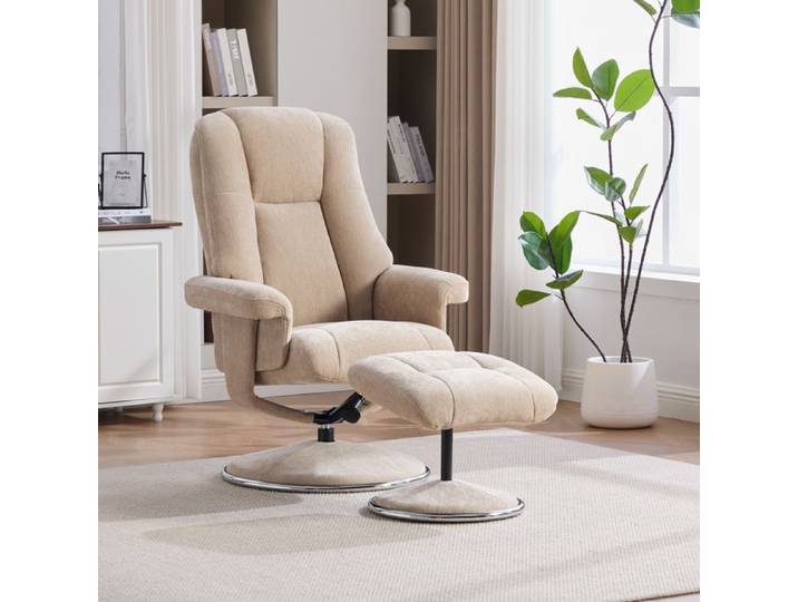 Fauteuil inclinable pivotant multifonctionnel nordique Taupe clair chenille fauteuil relax confort salon