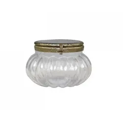 Chic Antique Kürbisglas mit Messing Dekor, H8/D9 cm, klar